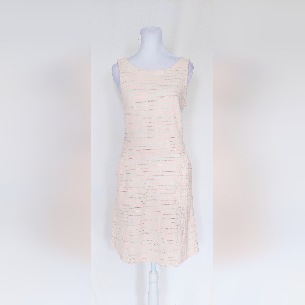 Loft Pocket Dress Cream Pink Stripe Size 4 NWT